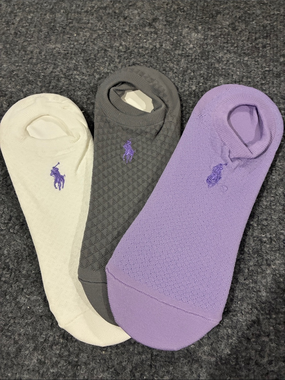 🎉 4/$25 NWT Polo by Ralph Lauren No-Show Socks - Lavender, Gray, Cream (3 Pack)